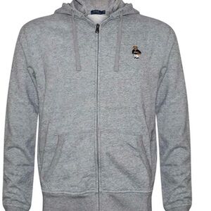 Polo Ralph Lauren Bear Hoodie Mens Gray USA Basketball Full Zip Drawstring